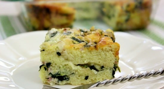 Breakfast Casserole With Spinach, Ham and Cheese