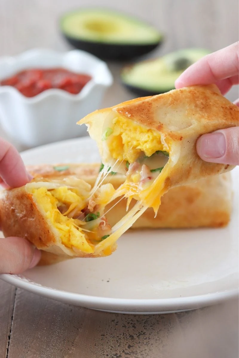Make Ahead Breakfast Burritos with bacon and cheese