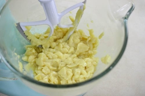 In the process of mixing pate a choux dough