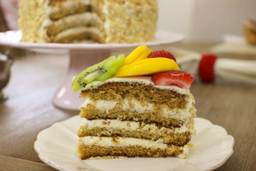 Fluffy Honey Layer Cake sliced