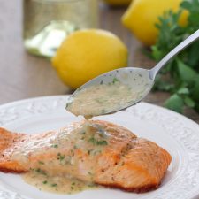 Roasted Salmon With White Wine And Lemon Butter Sauce Olga S Flavor Factory