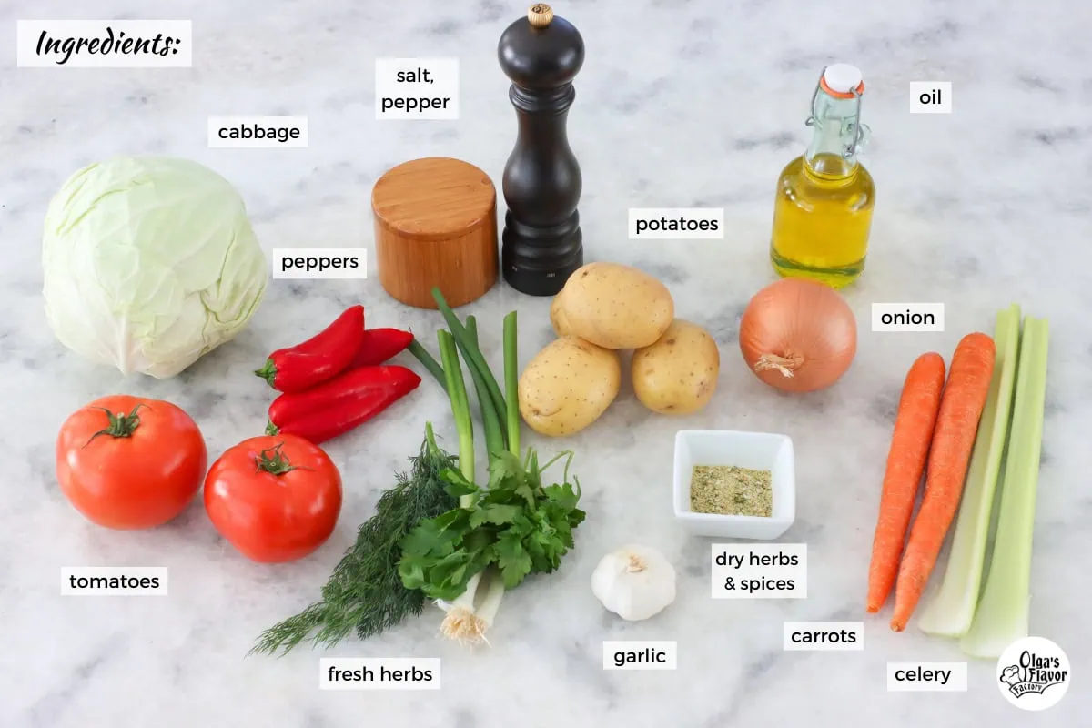 Ingredients for Cabbage Meatball Soup