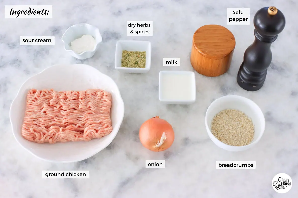 Ingredients for Chicken Meatballs in the Cabbage Meatball Soup