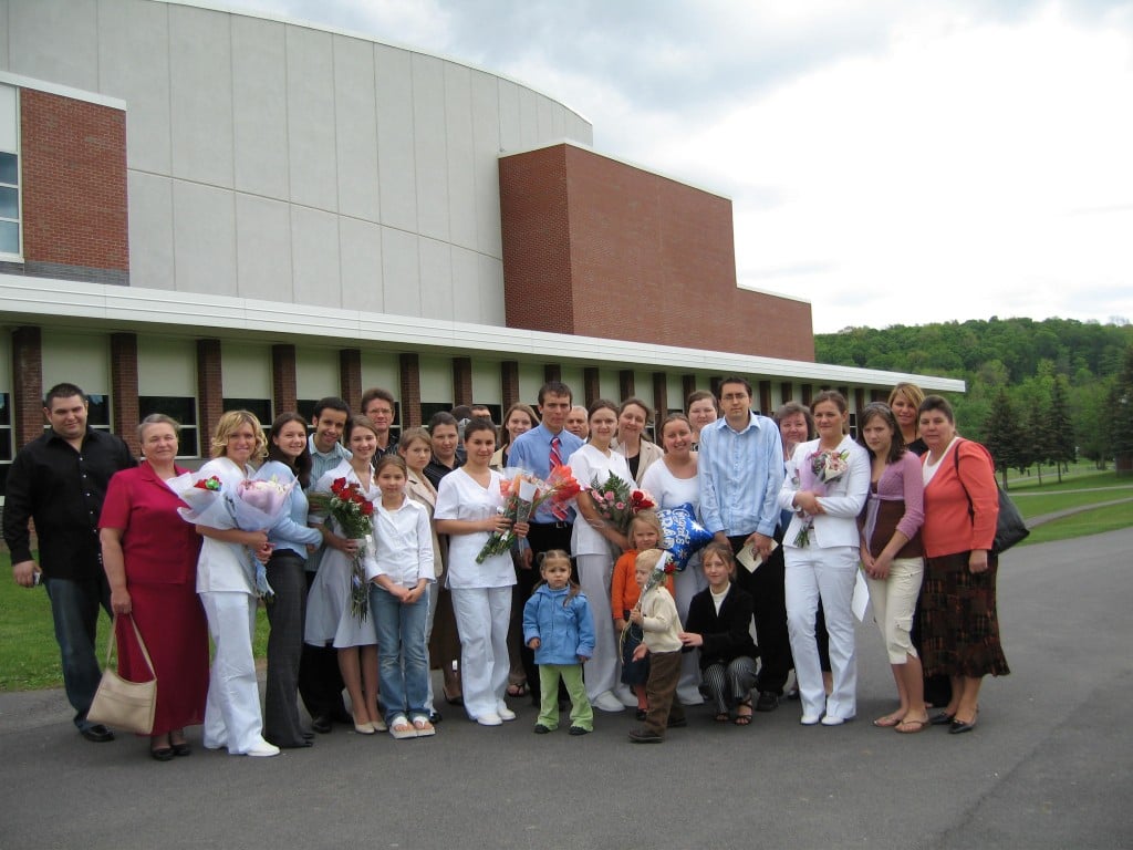 After the Pinning Ceremony at Nursing Graduation, with some of my classmates and our families.