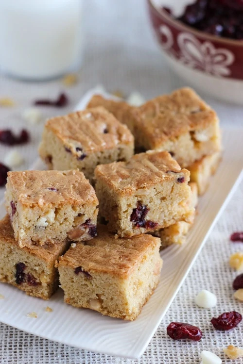 White Chocolate, Macadamia and Cranberry Blondies-1-22