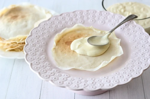 Crepe Cake With Pastry Cream and Raspberries-1-9