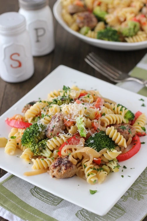 Sausage, Peppers and Broccoli With Pasta-1-9