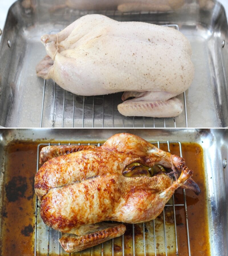 How to roast a duck and get crisp and golden skin.