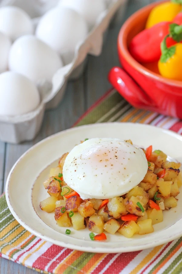 Potato, Onion and Pepper Hash With Oven Poached Eggs-1-29