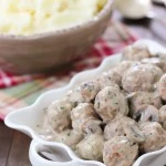 Stroganoff Meatballs - tender beef and pork meatballs cooked in a creamy mushroom sauce