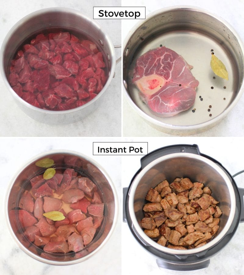 Cooking beef on the stove or the Instant Pot for beef stew.