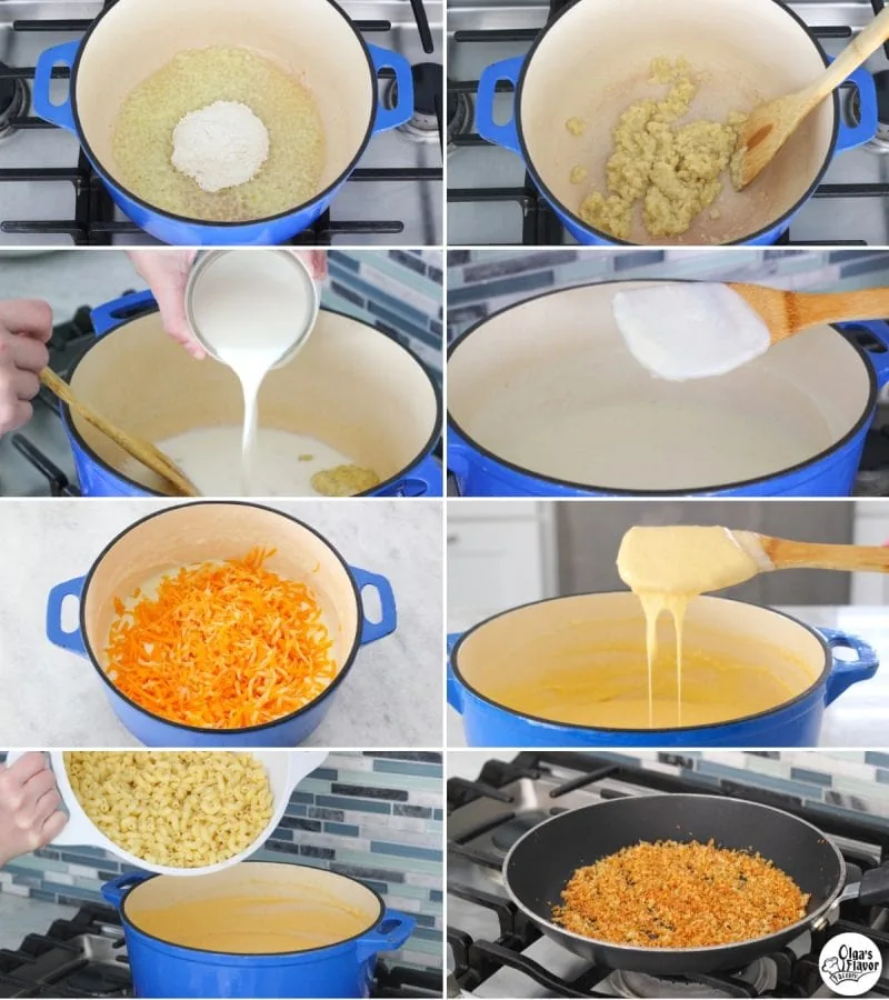 Step by step tutorial of how to make homemade macaroni and cheese