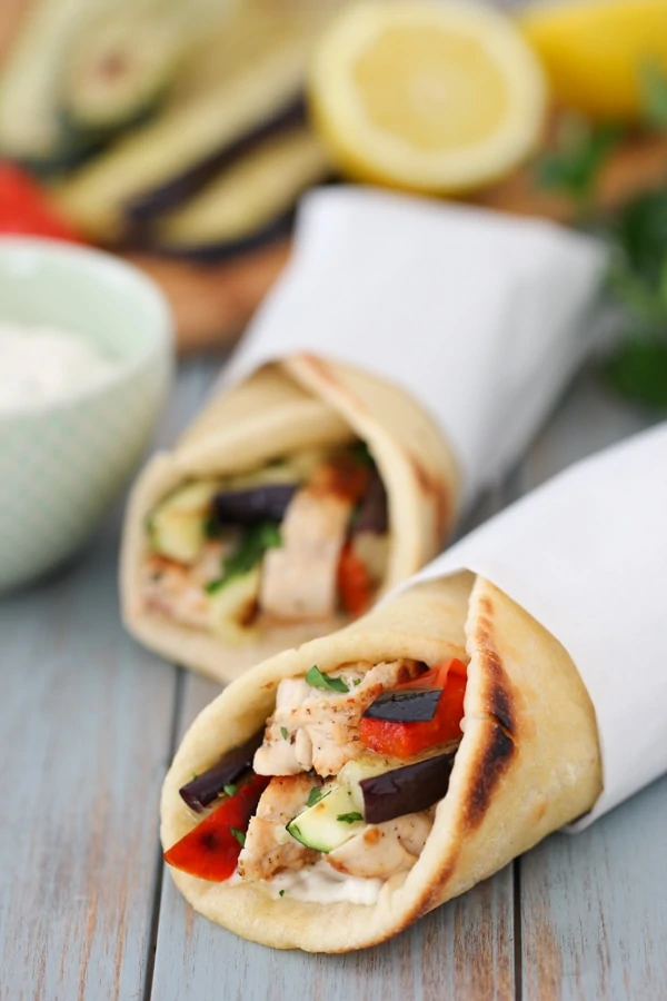 Mediterranean Chicken Pita Wraps-16