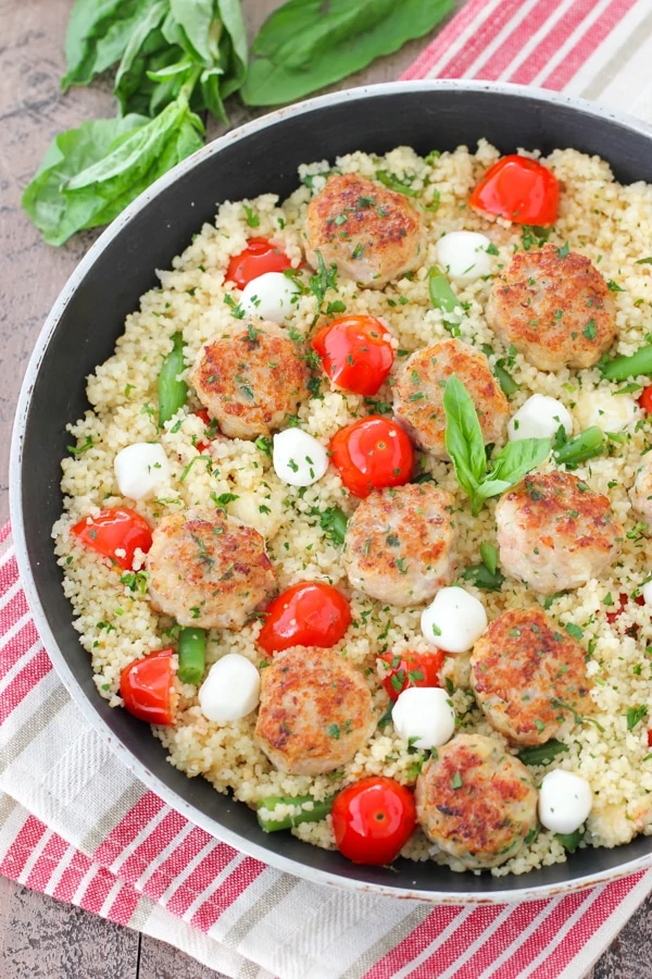Chicken Meatballs With Caprese Couscous-16
