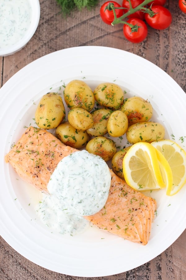 Roasted Salmon With Yogurt Dill Sauce13 copy Olga's Flavor Factory