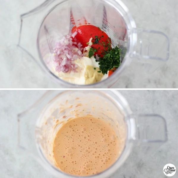 Roasted Red Pepper Sauce in a blender
