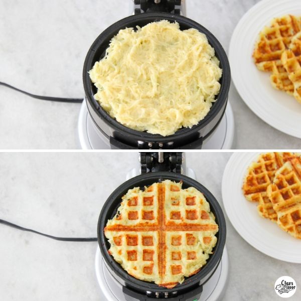 potato latke/ potato pancakes in waffle maker