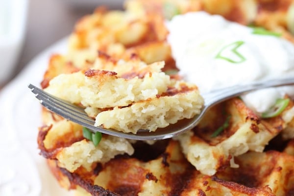 Close up shot of potato waffles