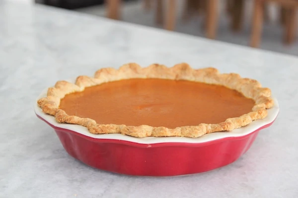 perfect pumpkin pie on the counter