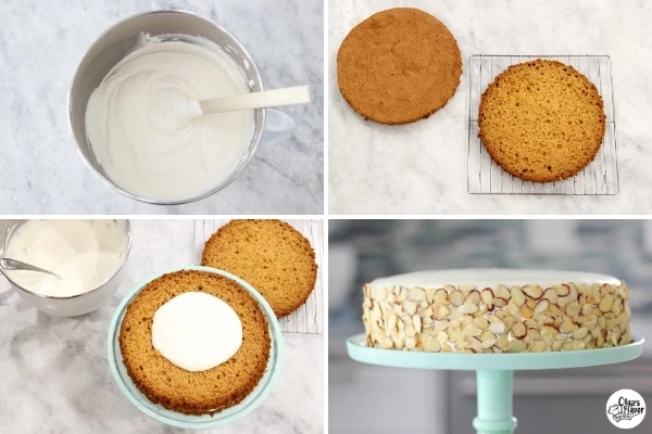 Frosting the Fluffy Honey Layer Cake With Cream Cheese and Sour Cream Frosting 