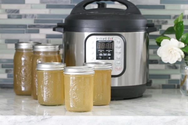 Instant Pot Chicken Broth in jars