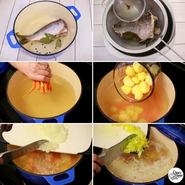 How to Cook Fish Soup With a Whole Fish, New Potatoes and Small Spring Carrots