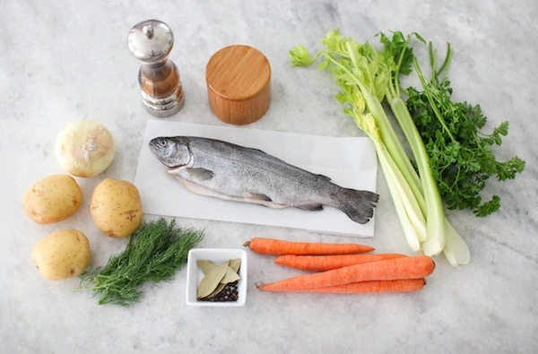 Ingredients for Ukha, Russian Fish Soup
