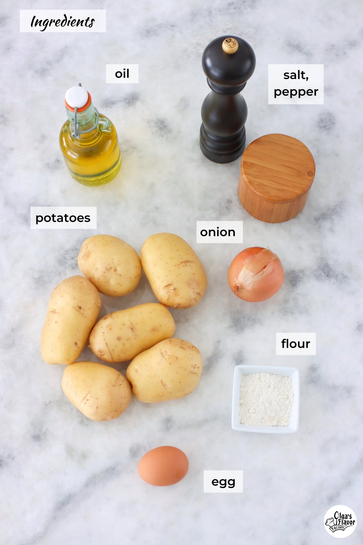 Ingredients for Potato Waffles. 