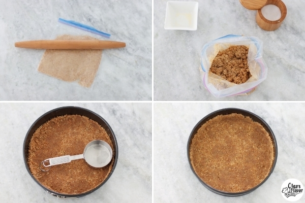Tutorial for how to make a cheesecake crust with vanilla wafers