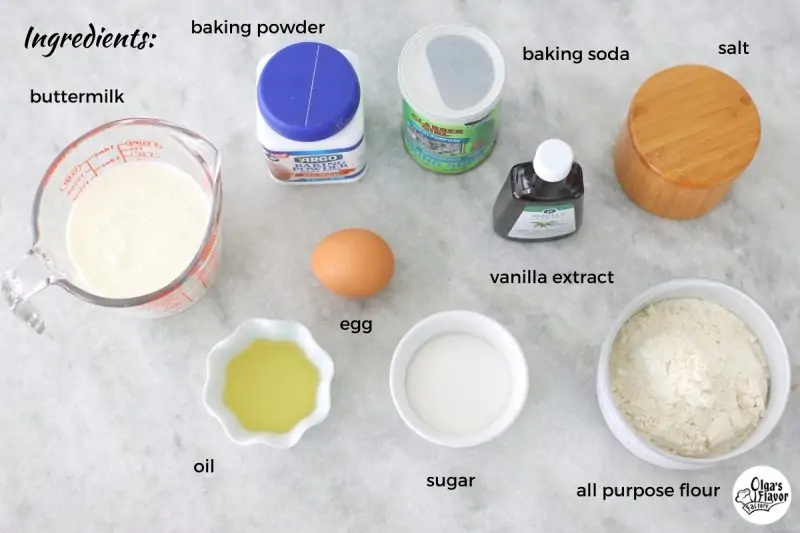 Ingredients for buttermilk pancakes