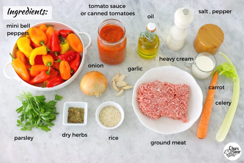 Ingredients for stuffed mini peppers