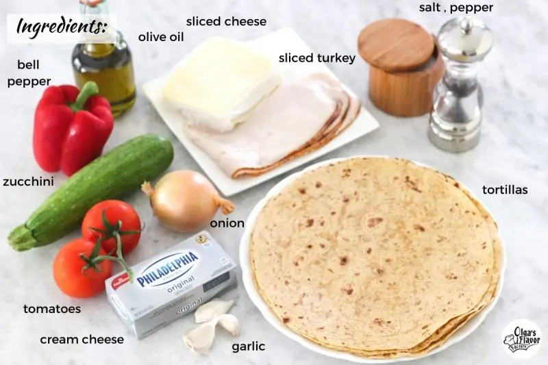 Ingredients for turkey pinwheels