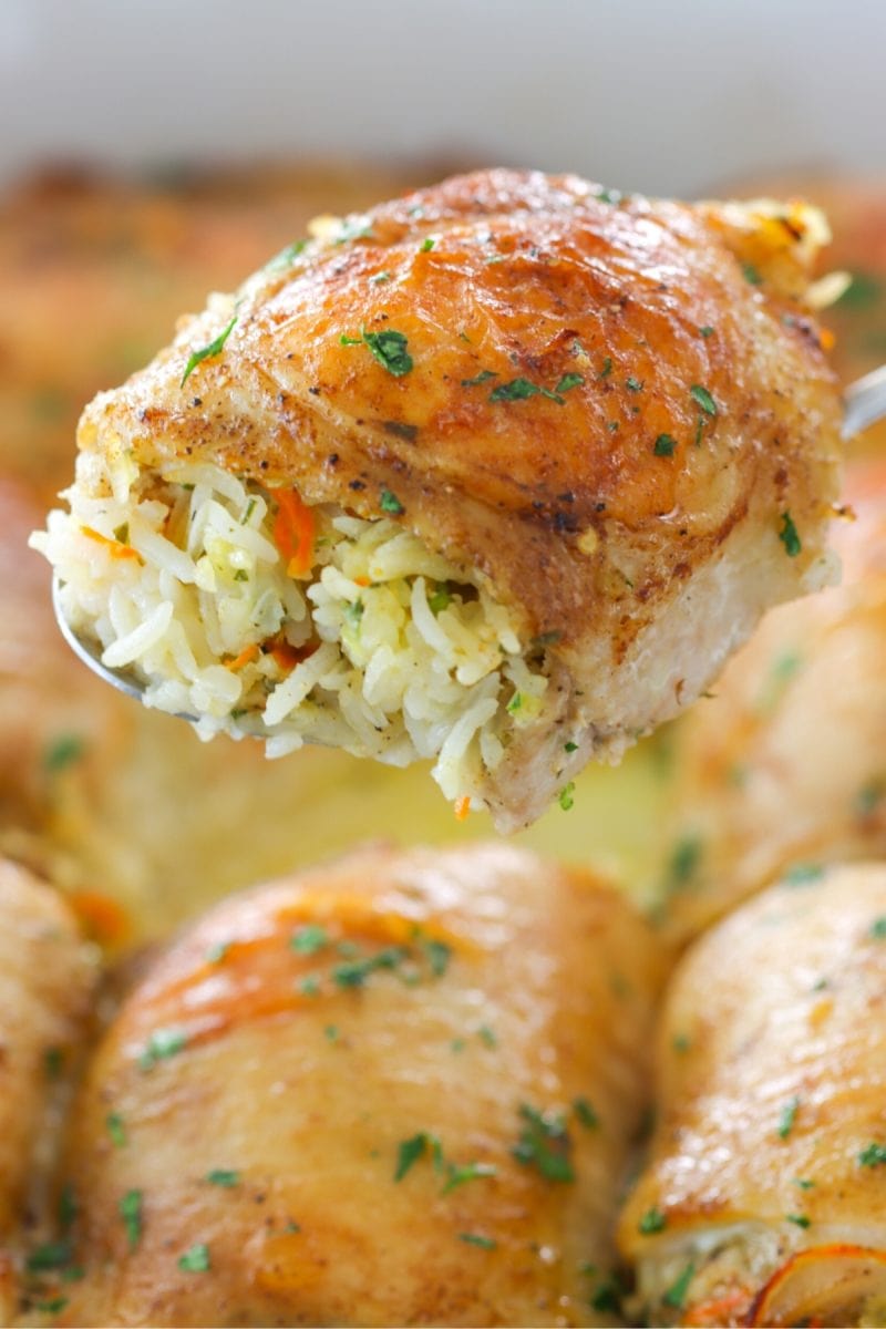 Stuffed Chicken Thighs With Rice