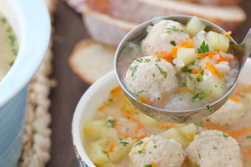 Bowl of meatball soup