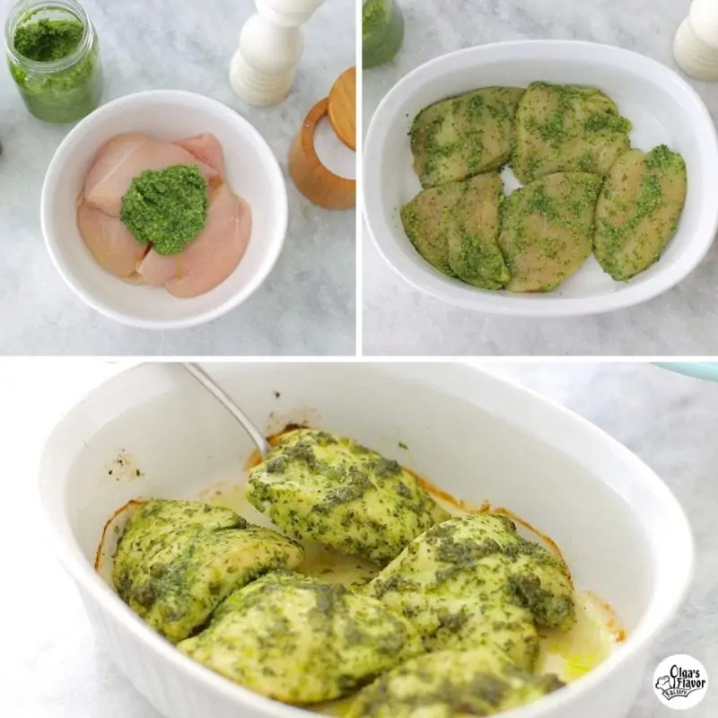 How to make pesto chicken. Marinate chicken in pesto sauce and bake. One of the easiest recipes for baked chicken. 