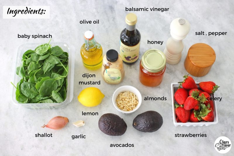 Ingredients for Strawberry Spinach Salad