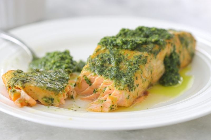 Oven Baked Pesto Salmon