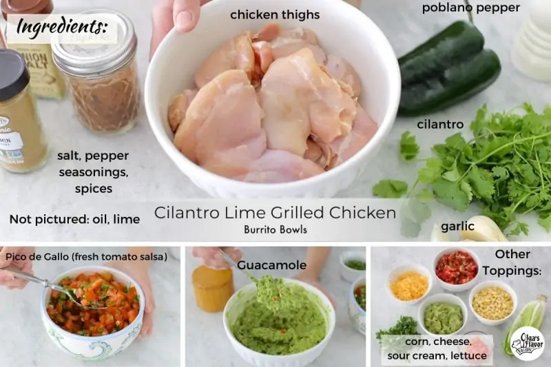 Ingredients For Chicken Burrito Bowls