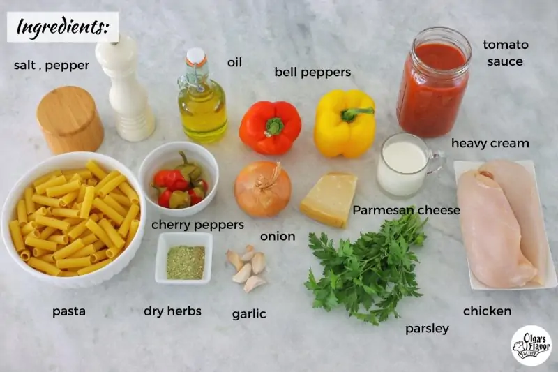 Ingredients for Chicken Riggies
