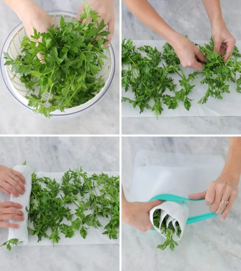 tutorial how to store fresh herbs, like parsley. 