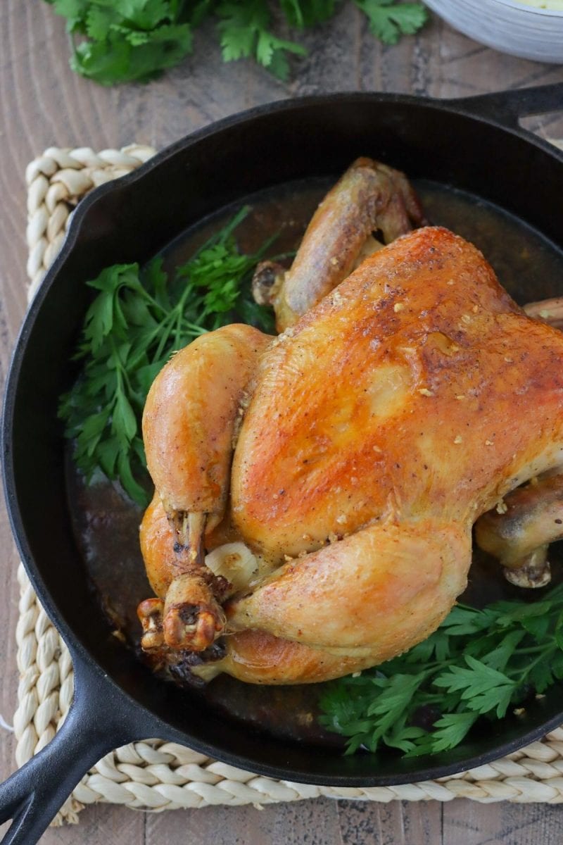 Cast Iron Roast Chicken With Pan Gravy