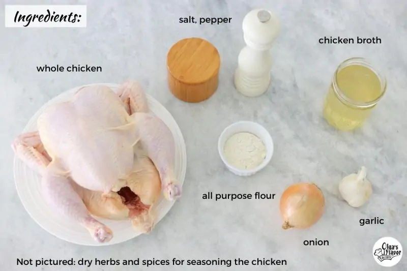 Ingredients For Cast Iron Roast Chicken and Gravy