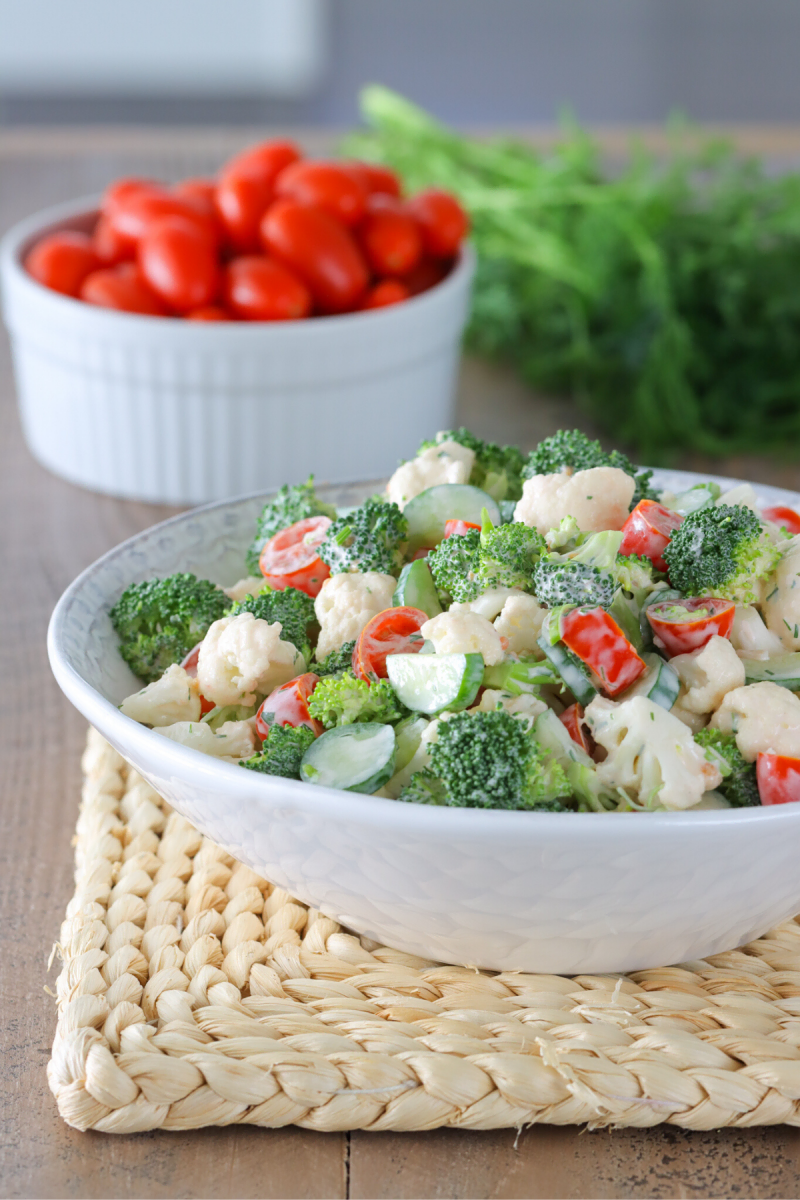 Broccoli Cauliflower Salad With Tomatoes and Cucumbers