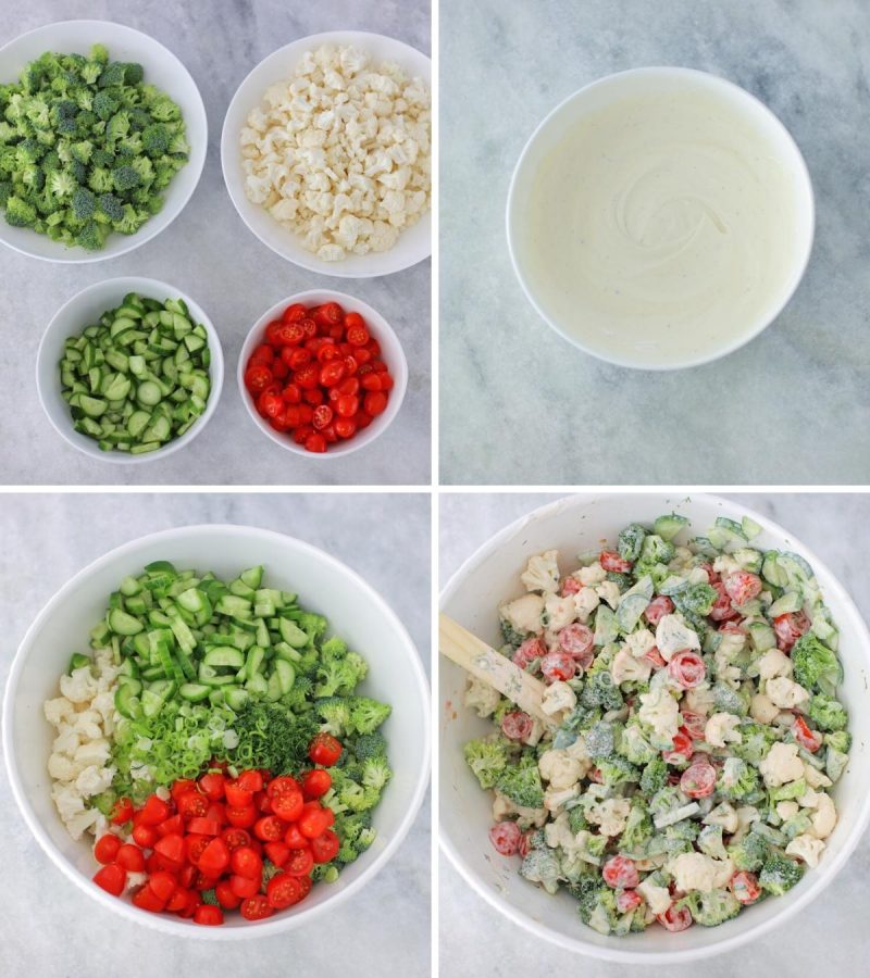 How To Make Broccoli and Cauliflower Salad With a Creamy Dressing 