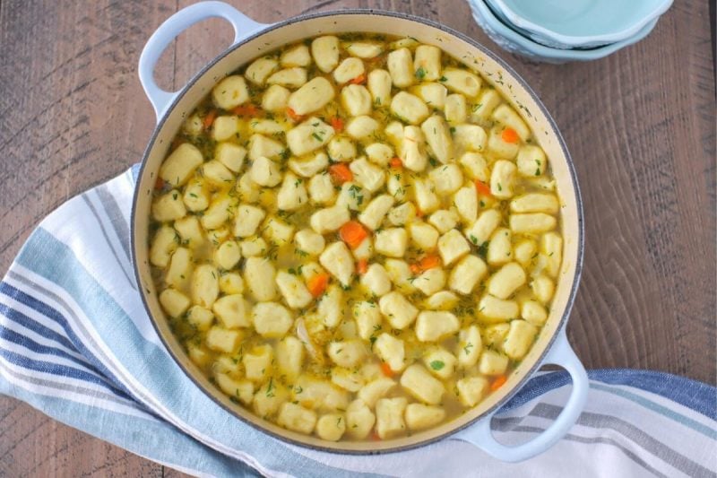 Chicken and Dumpling Soup in a pot