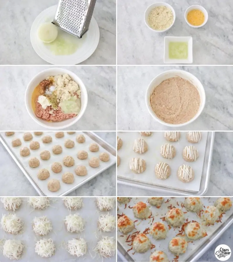 How to make baked chicken meatballs step by step tutorial. 
