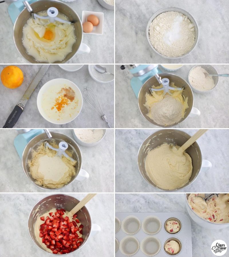 How to make Strawberry Muffins step by step tutorial.