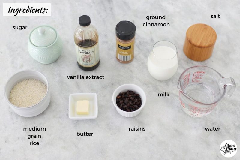 Ingredients For Instant Pot Rice Pudding