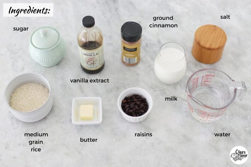 Ingredients For Instant Pot Rice Pudding