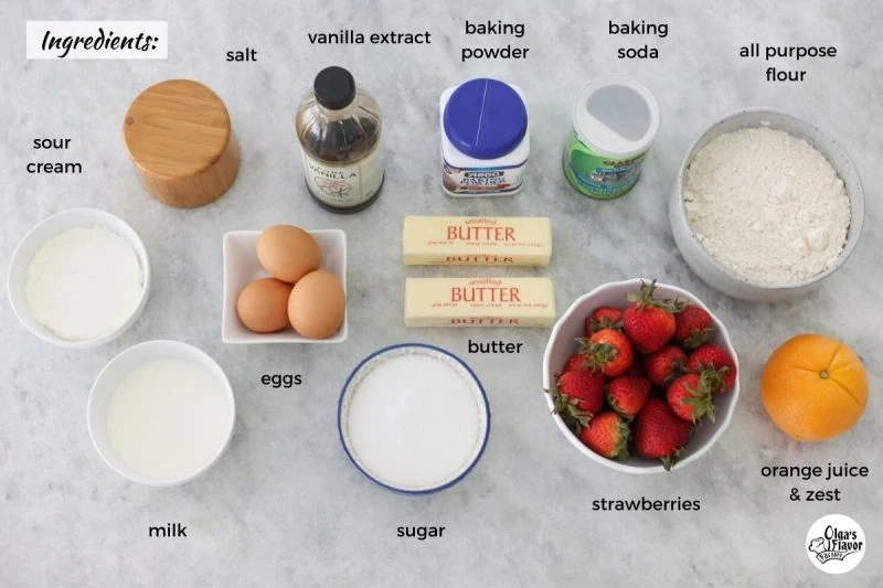 Ingredients For Strawberry Orange Muffins